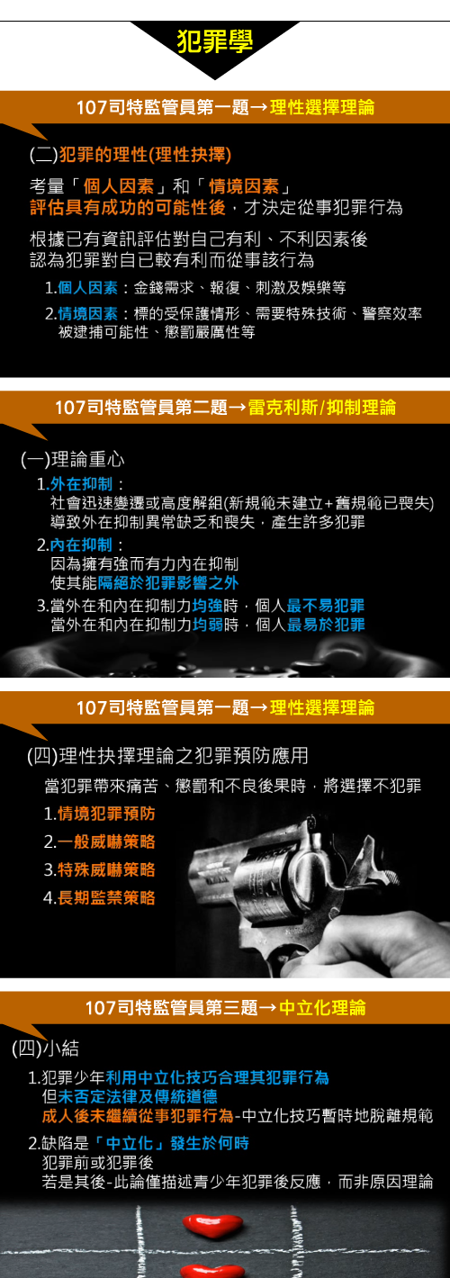 齊柏林老師犯罪學,司法四等監所管理員,高命中實證節錄